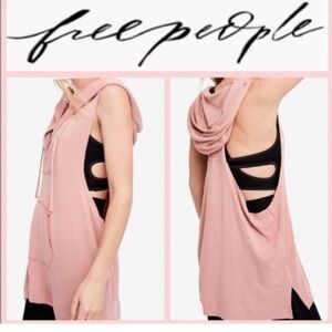 Free People Movement Pink Tulum T-Back Muscle Sweatshirt Hoodie Sleeveless S